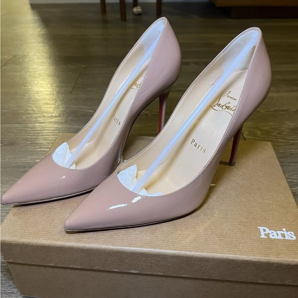Christian Louboutin Decollete Nude Patent Leather Pump Heels, U.S 6.5